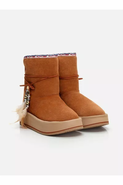 Ryler Tan Bottes en daim véritable pour femmes