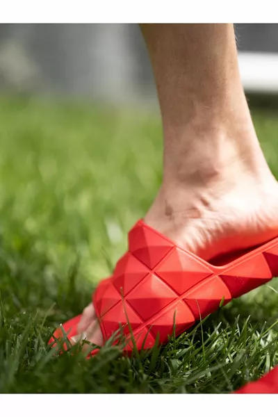 Hommes carré rouge à motifs extra doux plage, mer, piscine et pantoufles Eva quotidiennes