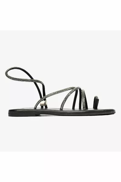 Platina echt lederen stenen sandalen voor dames 