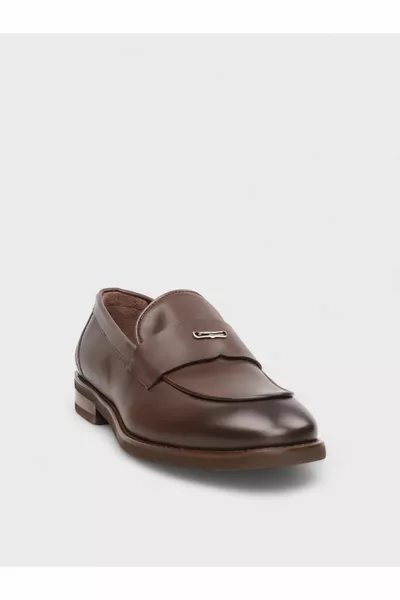 Chaussures décontractées en cuir marron pour hommes