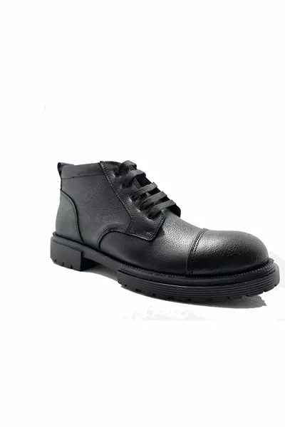 Thema Schwarzes Fell innen Herrenstiefel aus echtem Leder mit Reißverschluss