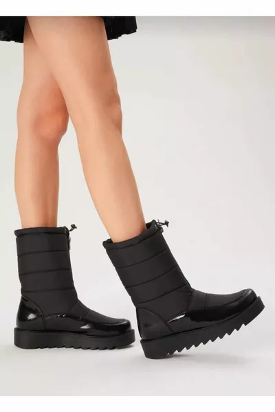 Comfortabele ritssluiting aan de voorkant en elastische bont sneeuwlaarzen voor dames