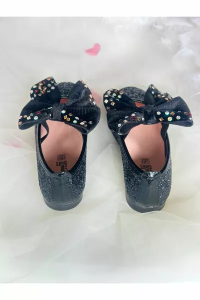 Girls' Ballet Flats with Broken Glass Bow