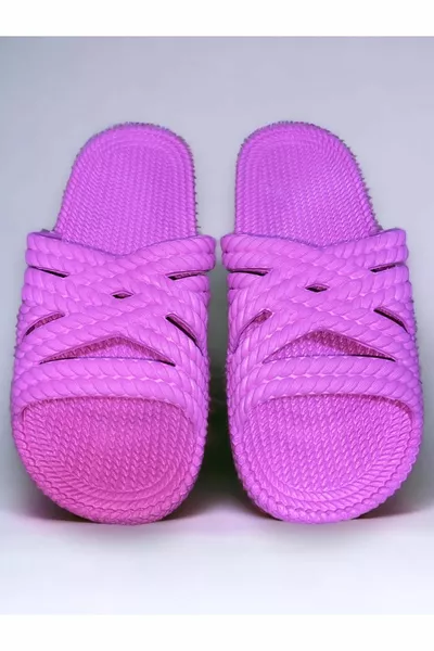 Rieten Look Eva Antislip Zool Dames Pantoffels Roze Kleur Zacht Gezellig Zwembad Zee Strand Zweet