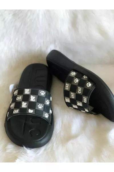 Pantofole da donna leggere con suola morbida con motivo Cat e Pawi da donna