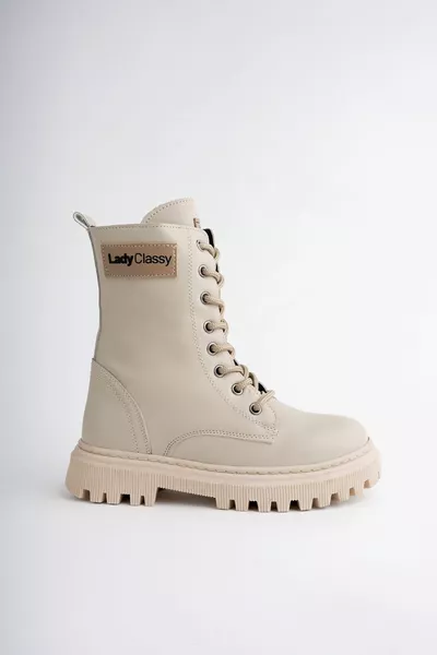 Детски ботуши Бежови момичета Пощенски ботуши с цип