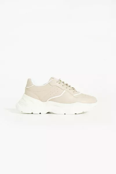 Beige Casual Sneakers für Damen Sohle 5 cm