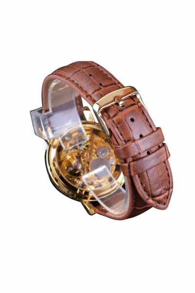 الفائز لف الحركة ساعة اليد اللون الذهبي