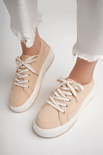 Beige dames sneaker casual schoenen
