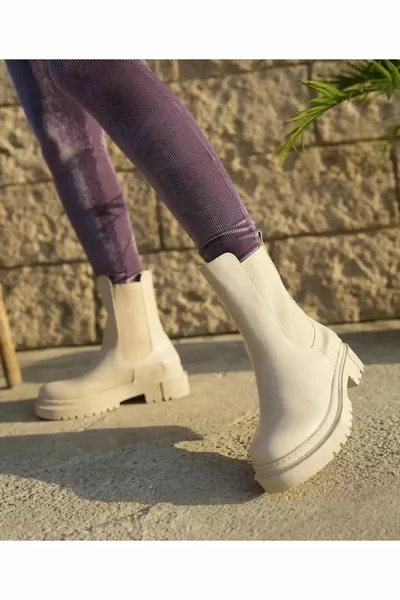 Странични еластични дамски леки водоустойчиви ежедневни бежови дамски ботуши ортопедични ботуши Дамски ботуши с дебела подметка