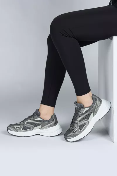  Gris Baskets Femme Casual Sneakers