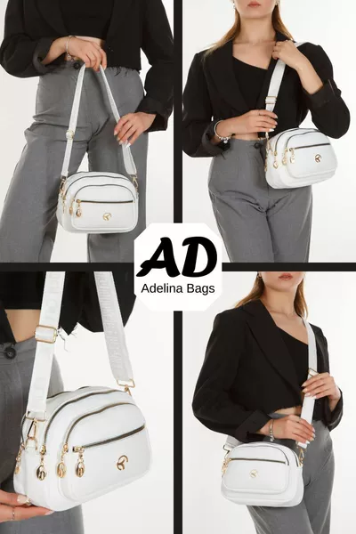 المرأة عبر حزام عارضة حقيبة كتف بيضاء