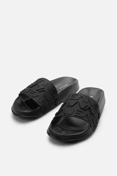 Schwarze Eva-Hausschuhe mit Logo für Herren 