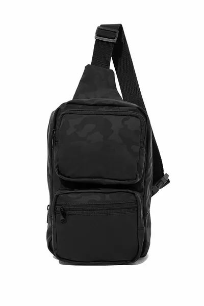 Camouflage Printed Black Crossbody Bag 