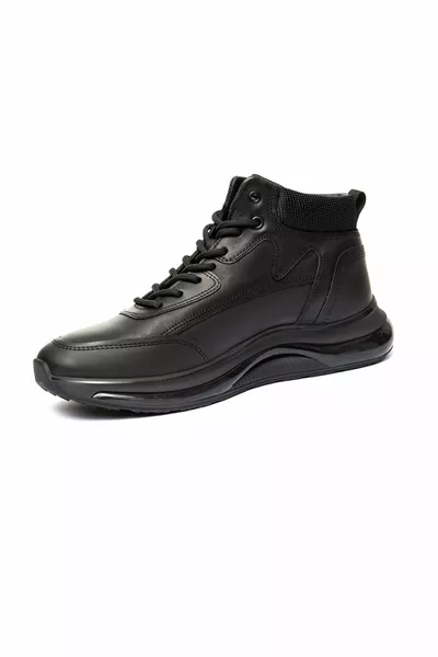 Stivali da ginnastica in vera pelle nera da uomo 