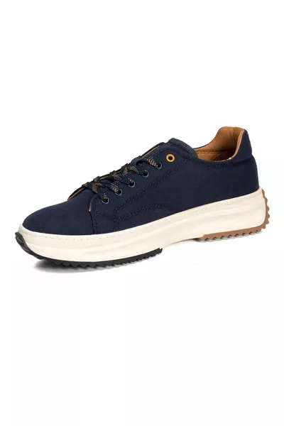 Scarpe da ginnastica da uomo in vera pelle blu navy 