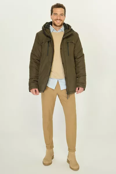 Мужское флисовое пальто и парка из флиса цвета хаки водонепроницаемый и ветрозащитный с капюшоном