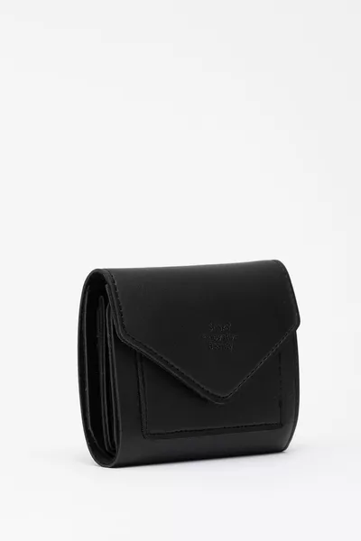 Черен  Отделение за монети и хартия за пари от изкуствена кожа Държач за карти Модел джобен портфейл