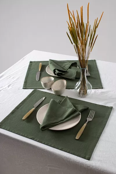 6 бр премиум лен каки американски сервиз  х 