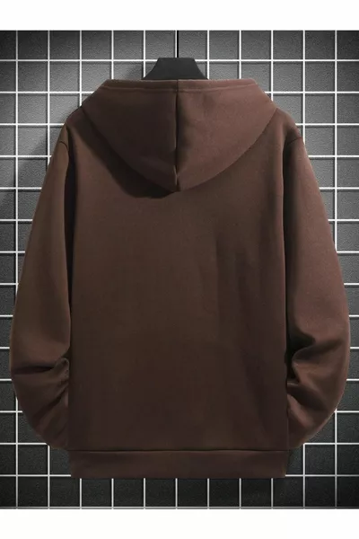 Brown Statue of Liberty Printed Oversize Hooded Men's Sweatshirt