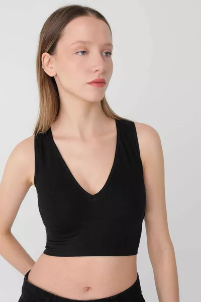 V-образный вырез Толстый ремешок бесшовный Crop 