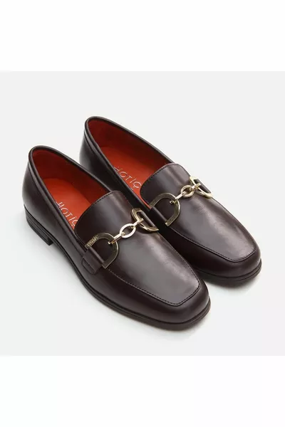 Brauner Damen-Loafer aus echtem Leder