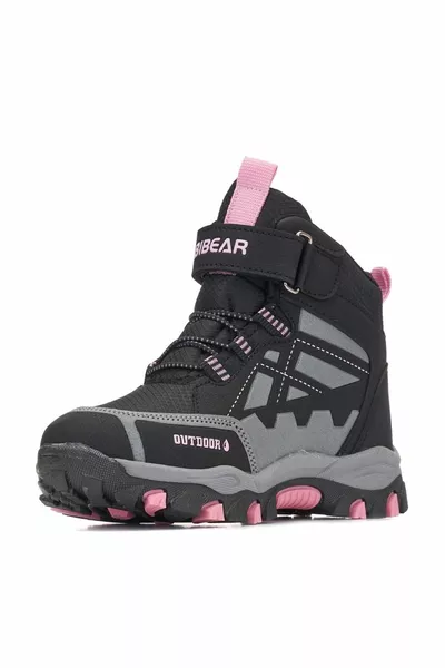 Non Slip Trekking Sole Warm Lining Winter Velcro Outdoor Kids Boots