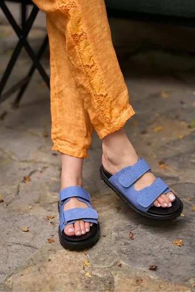 ويلما الدينيم الفيلكرو نعل سميك نعال نسائية