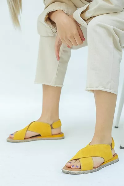 Esseli Echtleder Sohle Soft Pad Damen Sandalen 