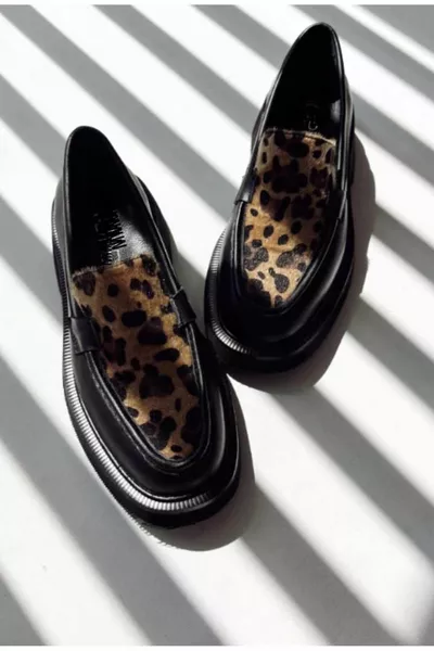 Echtes Leder Loafer Schwarze Schuhe