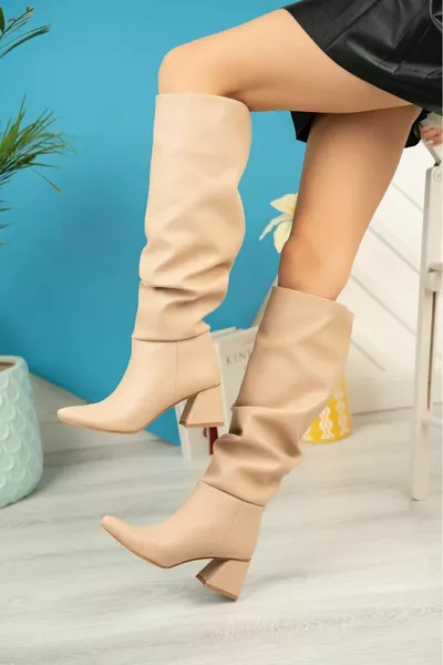  Nut Bellows Stivali Casual con tacchi spessi