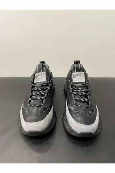 Baskets décontractées en cuir véritable à semelle épaisse pour hommes