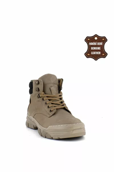 M.P. MR Heren Echt Lederen Platte Laarzen Zand Kleur