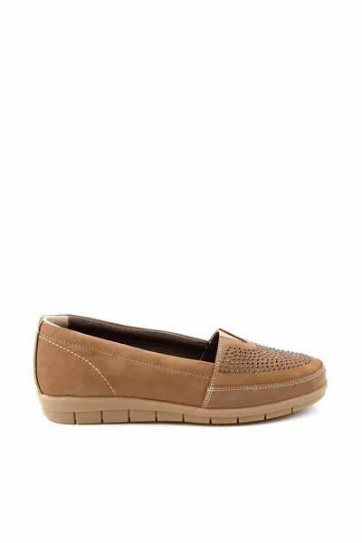 Nerz Nubuk Echtleder Damen Loafer Schuhe 