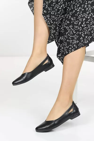 Schuhe Flache Seite Offene Ballerinas