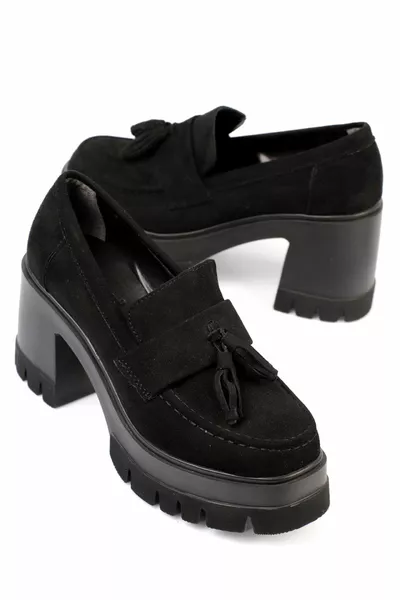 Round Toe Tasseled Mid-Heeled Women's Loafer