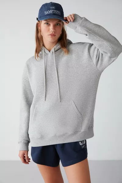 Adel Women's Fleece Soft Relaxed Knitted 3 Thread Kangaroo Hooded Grey Sweatshirt with Pockets