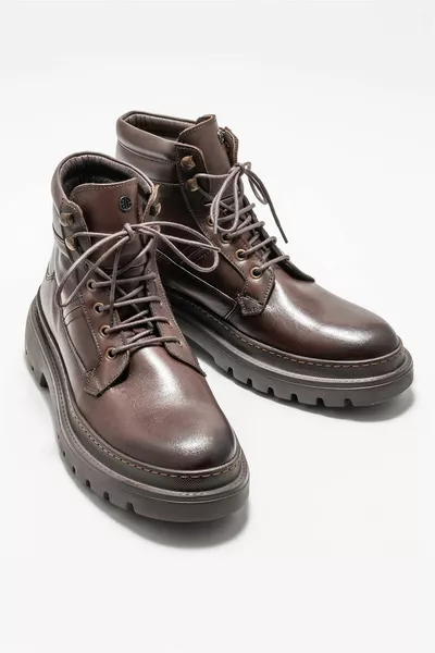 أحذية كاجوال رجالية جلدية من القهوة