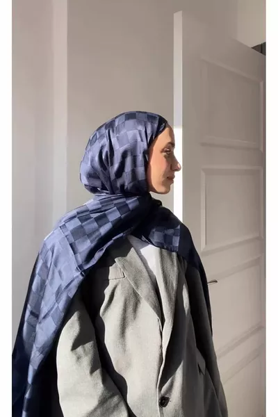 Моля, изберете Виолешал за оригиналаИталиански жакардов шал Шал Тъмносиньо