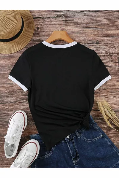 تي شيرت أسود ممشط للجنسين