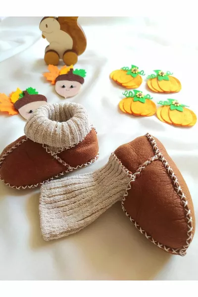 Organic Genuine Lambskin Baby Booties Baby Boots Baby Shoes