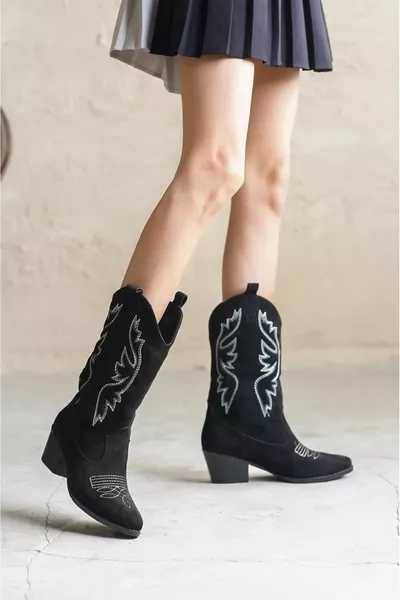 حذاء فانس كاوبوي للسيدات - أسود