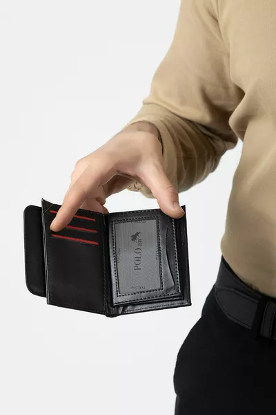 Checkers patterned men's wallet and card holder black