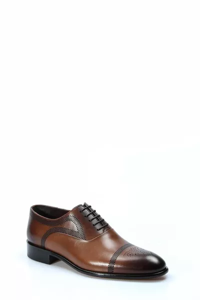 جلد وحيد من الداخل إلى الخارج جلد طبيعي تان أحذية كلاسيكية للرجال 