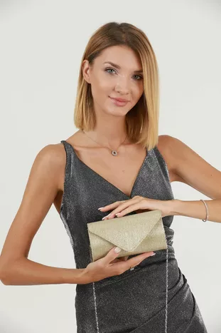 Altın Çizgili Çupra Abiye Çanta