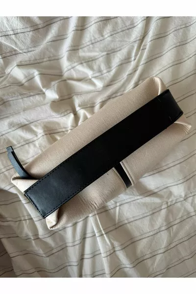 حقيبة يد صغيرة نسائية كانفاس أركي كريمي - أسود