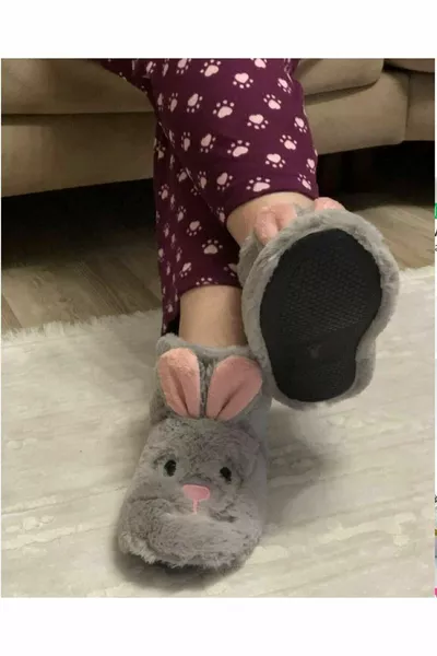 أحذية البيت أرنب المرأة الصوفية عدم الانزلاق باندوف أحذية المنزل