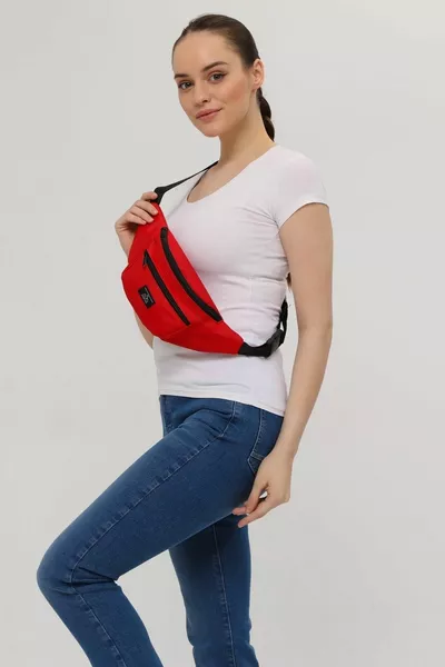 Borsa a tracolla e marsupio unisex rossa a 2 scomparti