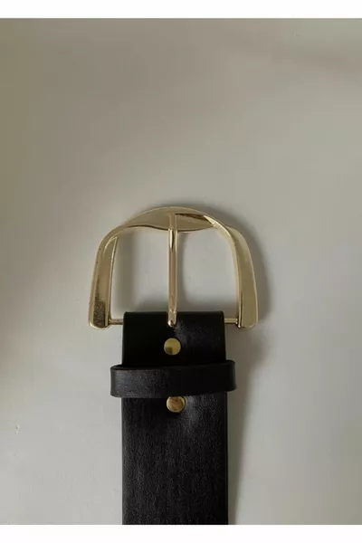 Women's Black Gold Buckle Belt 