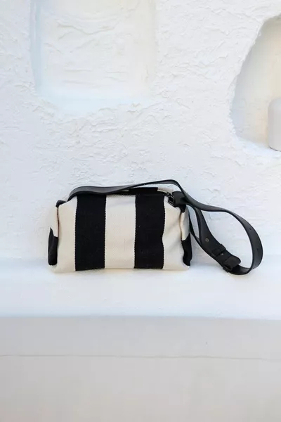 Sac à bandoulière en toile à motifs Black Line pour femme